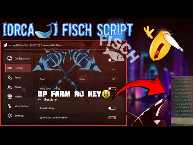 Roblox Fisch Script | AUTO FISH, DUPE ORCAS *NO KEY*